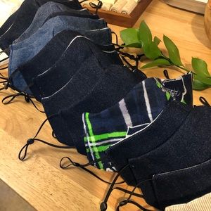 Denim fashion face mask handmade.